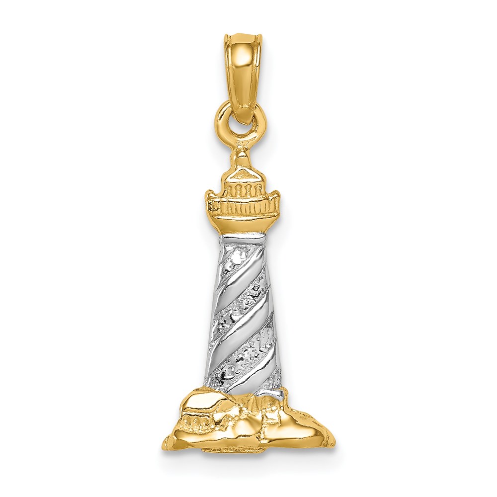 K4146.jpg 14K with White Rhodium 3-D St. Augustine Lighthouse Pendant - Image 1