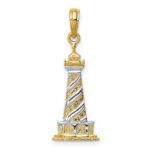 14K and White Rhodium Cape Hatteras Lighthouse Pendant