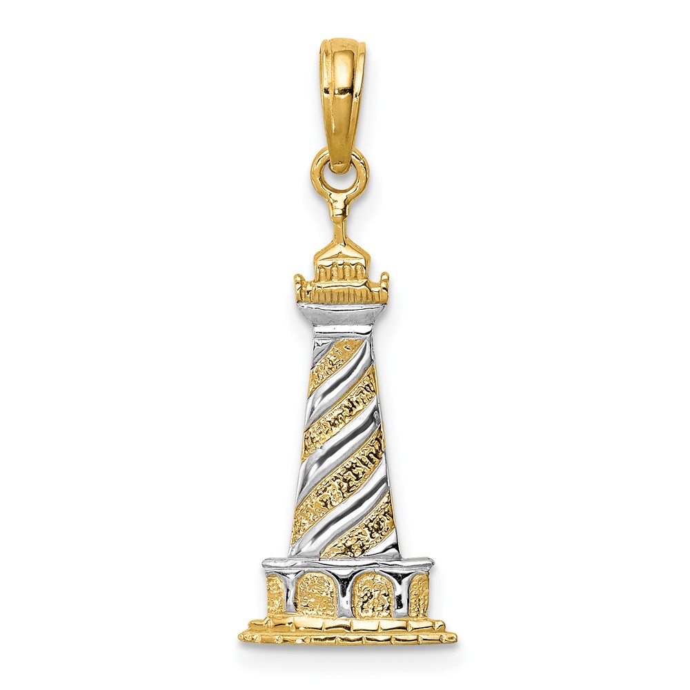 K4147.jpg 14K and White Rhodium Cape Hatteras Lighthouse Pendant - Image 1