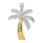 14k Two-tone Palm Tree Pendant