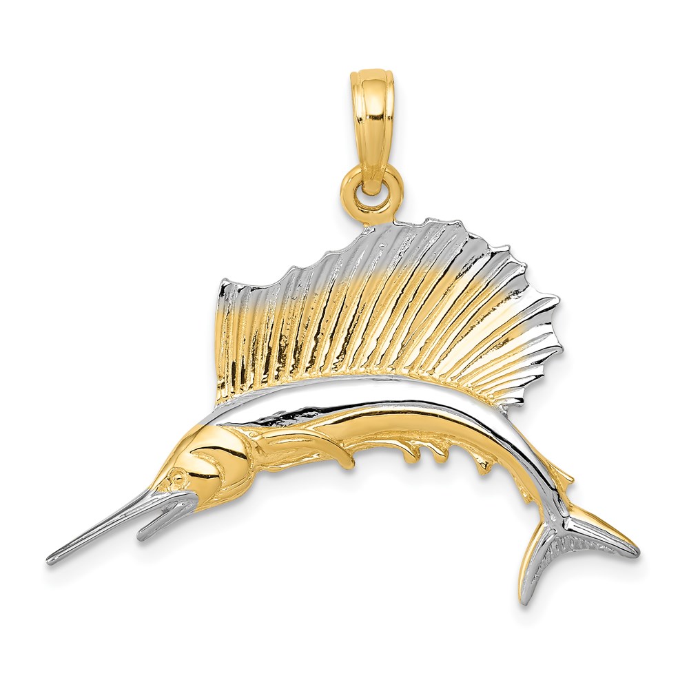 K4192.jpg 14K and White Rhodium Sailfish Pendant - Image 1