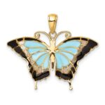14K Blue Enameled Butterfly Pendant - Image 3