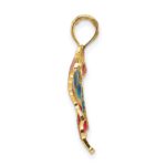 14K Blue and Red Enameled Butterfly Pendant - Image 2