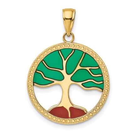 14K Enameled Tree of Life Pendant