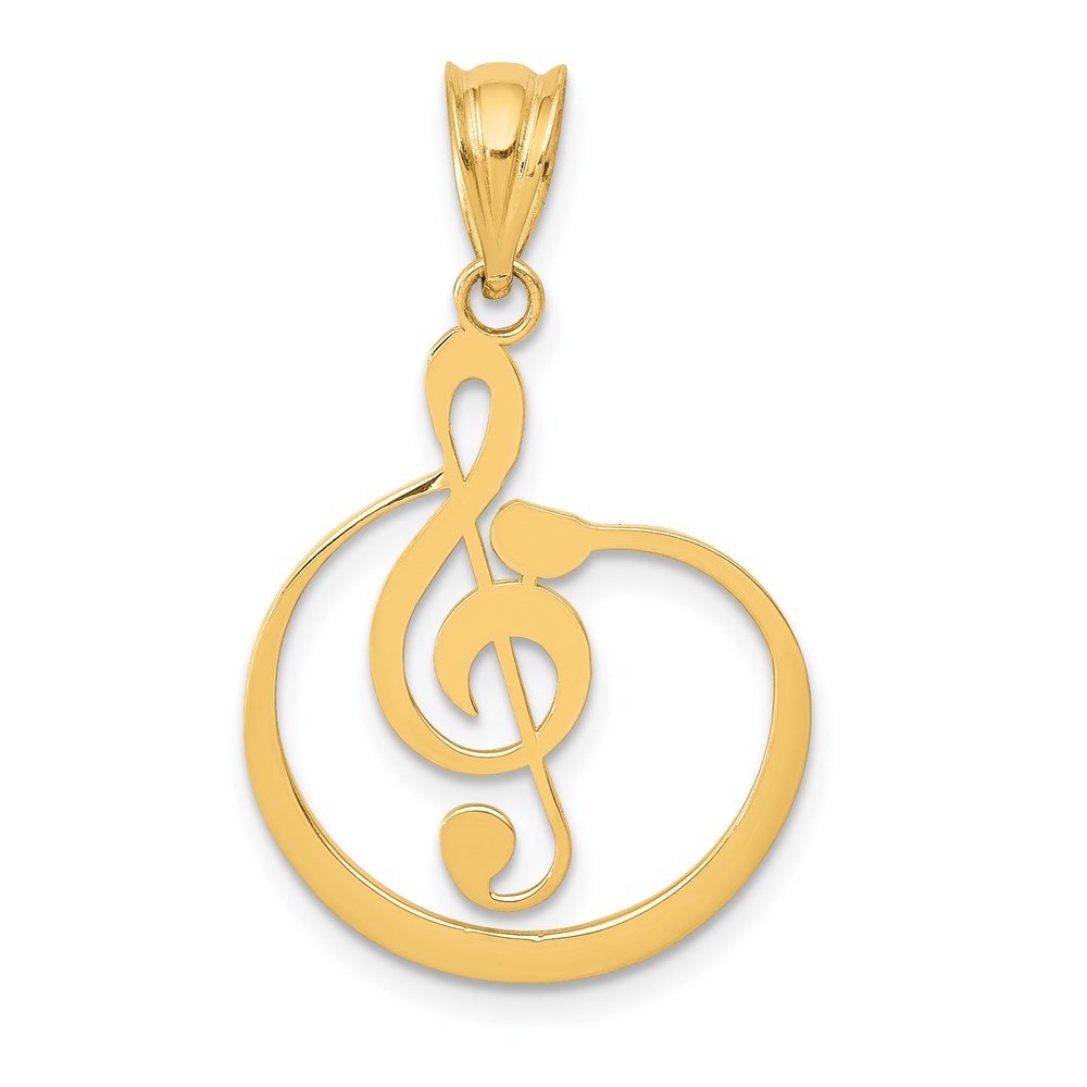 K4301.jpg 14k G Treble Clef Musical Note Pendant - Image 1