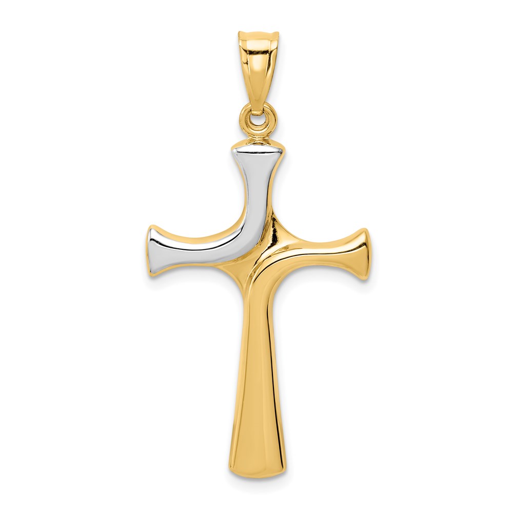 K4308.jpg 14k and White Rhodium Fancy Cross Pendant - Image 1
