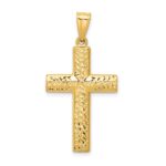 14K Reversible Textured One Side Polished Back Cross Pendant