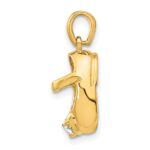14k 3-D April/Clear Synthetic Stone Engravable Baby Shoe Charm - Image 2