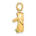 14k 3-D August/Green Synthetic Stone Engravable Baby Shoe Charm - Image 2