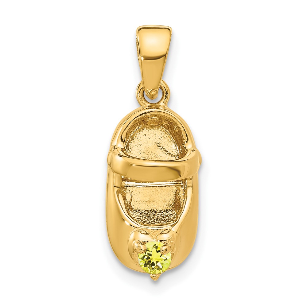 K4652NOV.jpg 14k 3-D November/Yellow Synthetic Stone Engravable Baby Shoe Charm - Image 1