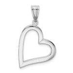 14k White Gold Polished Hollow Heart Pendant - Image 3