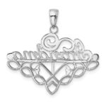 14k White Gold GRANDMA Birthstone Charm Holder Pendant - Image 3
