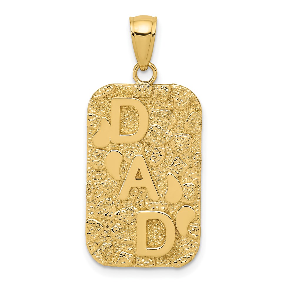 K4733.jpg 14K DAD Gold Nugget Dog Tag Pendant - Image 1