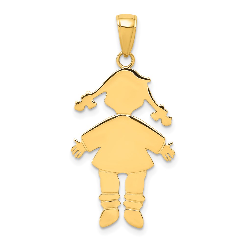 K4748.jpg 14k Flat Engravable Girl Charm - Image 1