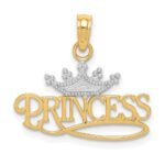 14k and White Rhodium Polished PRINCESS with Crown Pendant