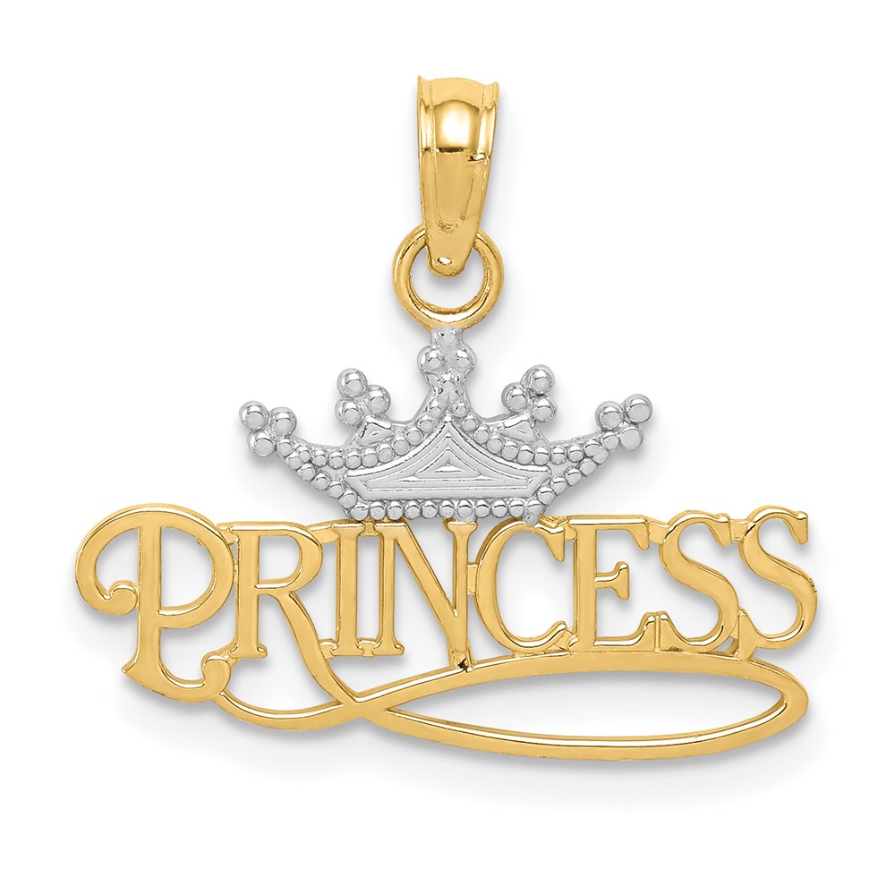 K4750.jpg 14k and White Rhodium Polished PRINCESS with Crown Pendant - Image 1