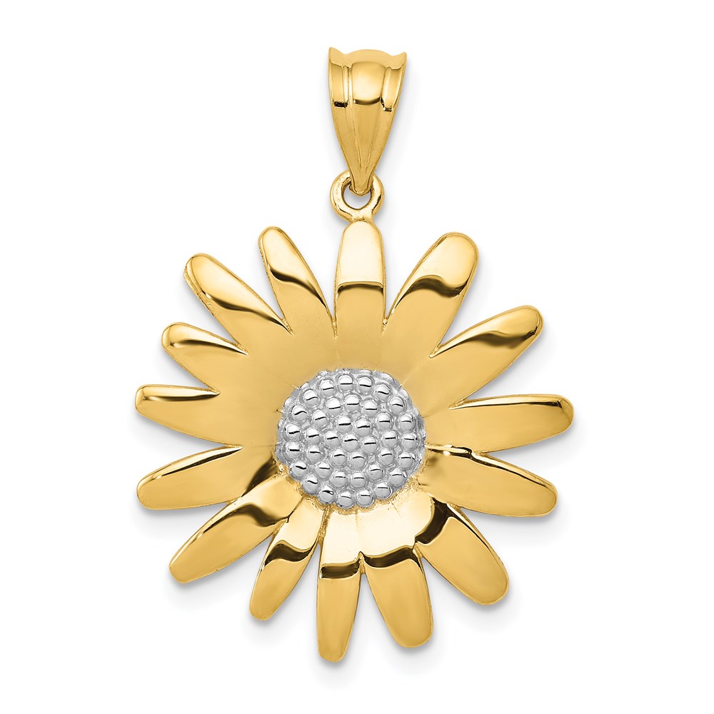 K4821.jpg 14k and White Rhodium Sunflower Pendant - Image 1