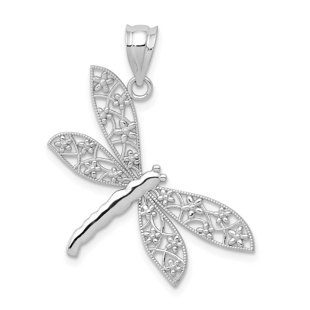 K4848.jpg 14k White Gold Filigree Dragonfly Pendant - Image 1
