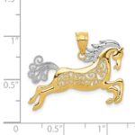 14k and White Rhodium Filigree Horse Pendant - Image 4
