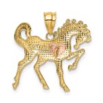 14k Yellow and Rose Gold Horse with Heart Charm - Image 3