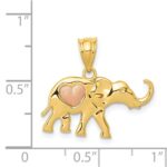 14k Yellow and Rose Gold Elephant with Heart Charm - Image 4
