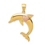 14k Two-Tone Dolphin with Heart Pendant