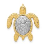 14K Two-Tone Turtle Pendant Chain Slide