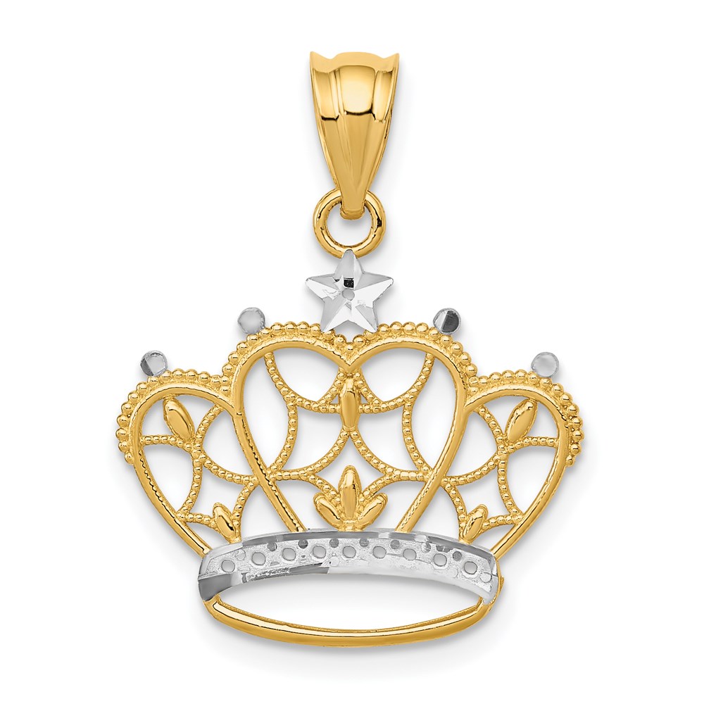 K4884.jpg 14k and White Rhodium Crown Pendant - Image 1