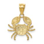 14K and White Rhodium Diamond-Cut Crab Pendant - Image 3