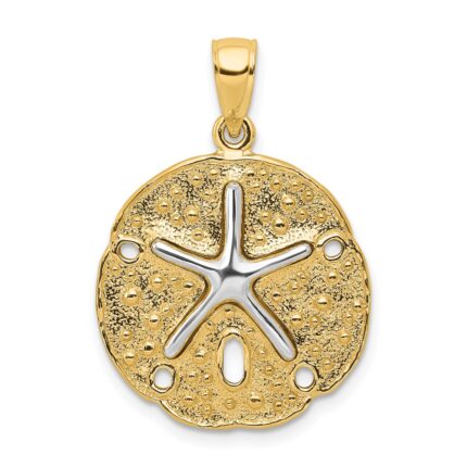 14k Two-Tone Sand Dollar with Starfish Pendant