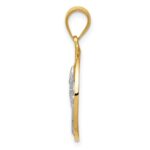 14K Two-tone Sun and Palm Tree in Circle Pendant - Image 2