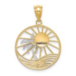 14K Two-tone Sun and Palm Tree in Circle Pendant - Image 4
