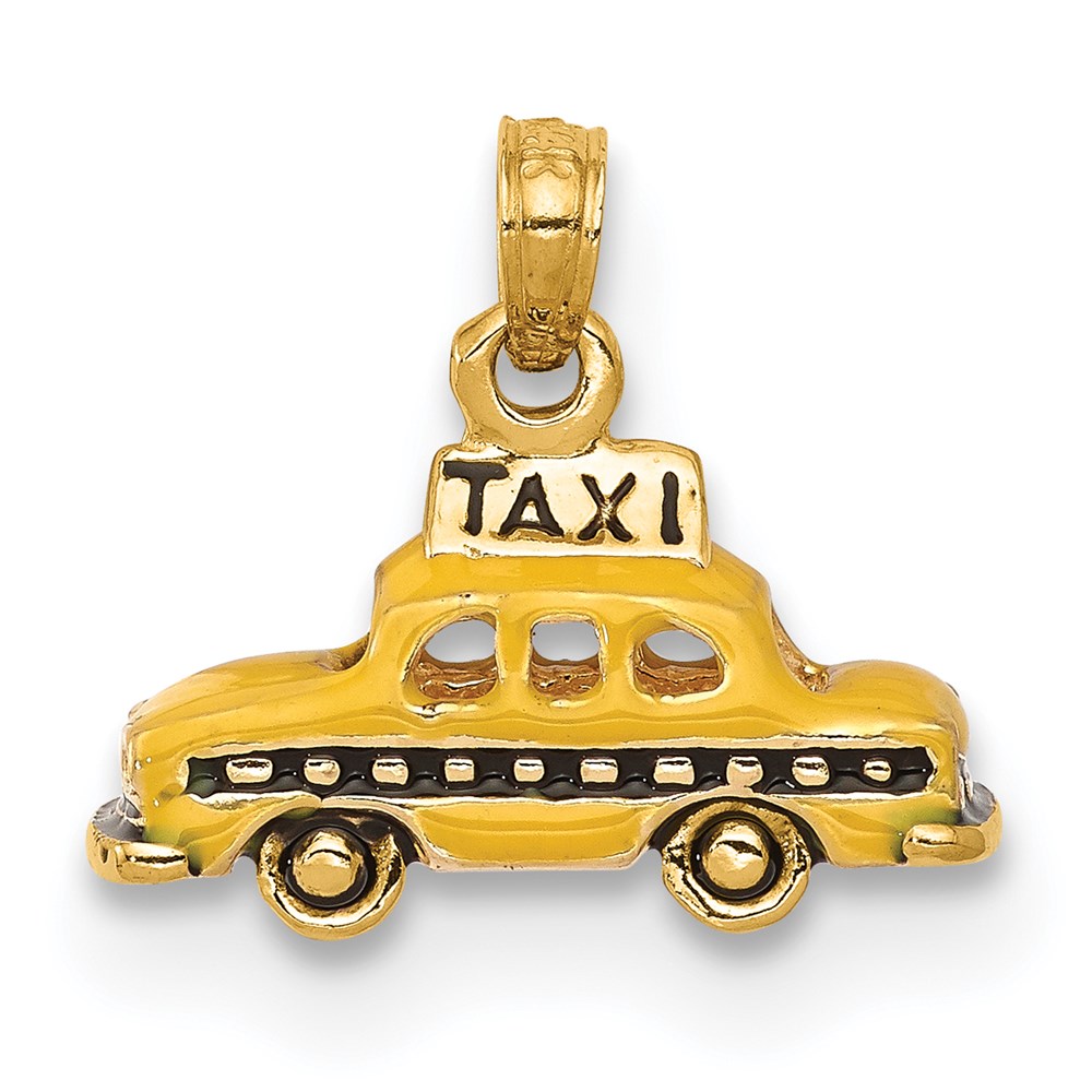 K4923.jpg 14k 3-D Enameled TAXI Pendant - Image 1