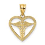 14k Caduceus Heart Medical Pendant - Image 3