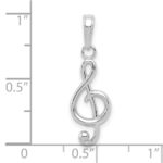 14k White Gold Polished Open-Backed Treble Clef Pendant - Image 4