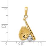 14K and White Rhodium Baseball/Bat/Glove Pendant - Image 4