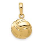 14K Solid Polished Domed Open-Back Volleyball Charm