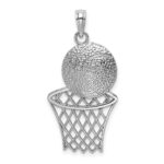 14K White Gold Basketball and Net Charm