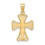14k and White Rhodium Diamond-cut Cross Pendant - Image 4