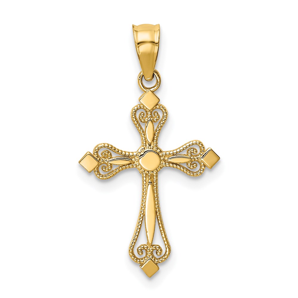 K5025.jpg 14k Mini Budded Cross Pendant - Image 1