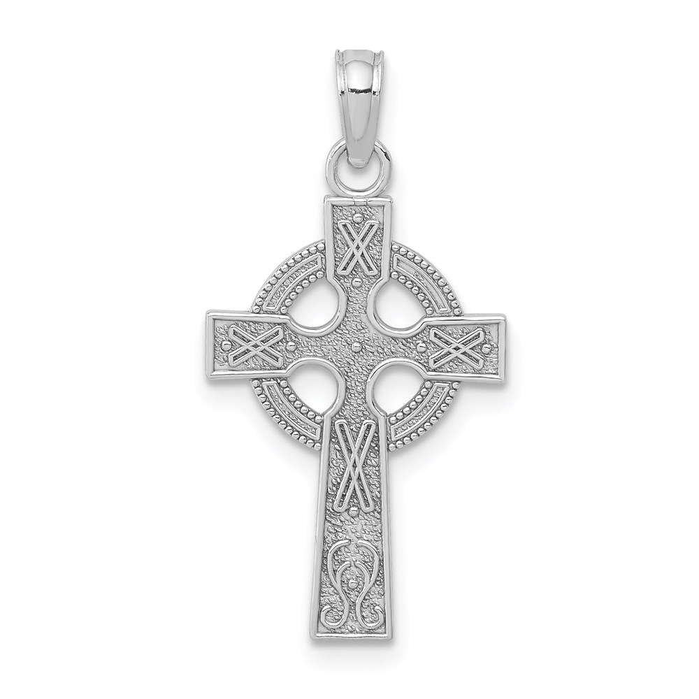 K5047W.jpg 14k White Gold Celtic Cross Pendant - Image 1