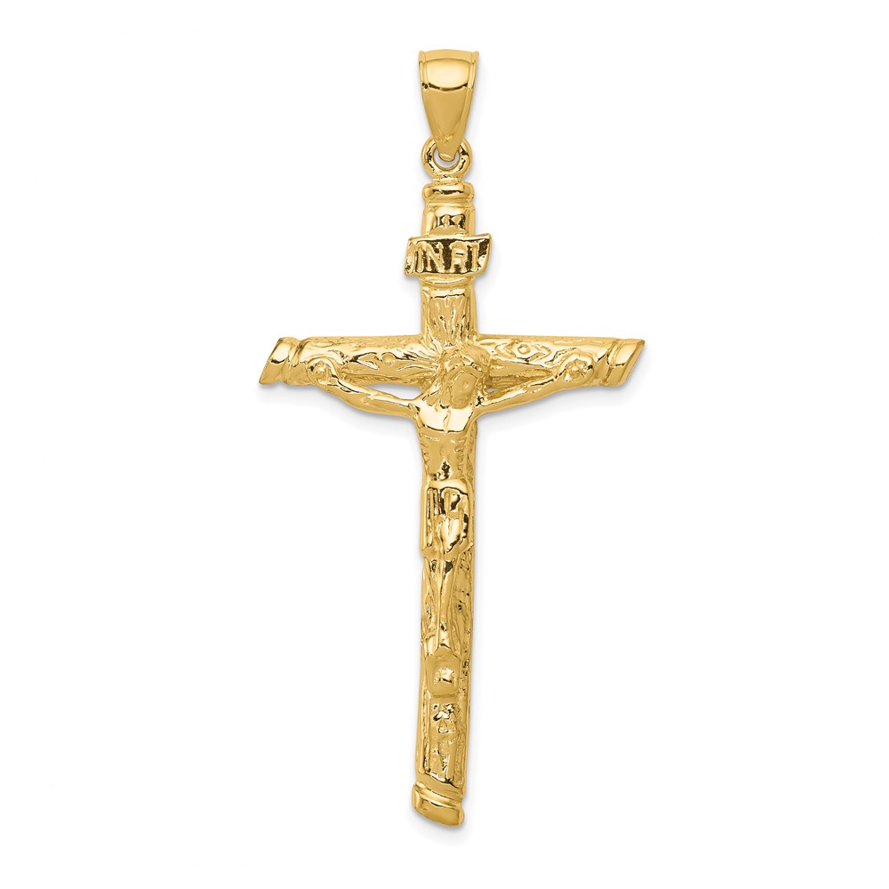 K5061.jpg 14k Textured Tree INRI Crucifix Pendant - Image 1