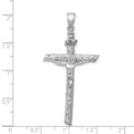 14k White Gold Textured Tree INRI Crucifix Pendant - Image 4