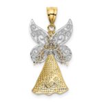 14KTwo-tone and White Rhodium Filigree Angel Pendant - Image 3