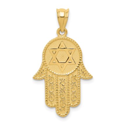 14k Hamsa with Star of David Charm