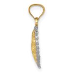 14K and White Rhodium Polished Diamond-cut Heart Pendant - Image 2