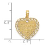 14K Gold Polished DADDYS LITTLE GIRL Textured Heart Charm - Image 3
