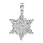 14k White Gold Polished and Textured 2-Level Snowflake Pendant - Image 3