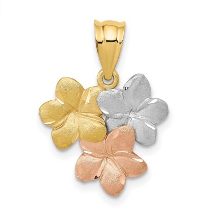 14k Tri-Color Plumeria Flower Pendant