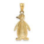 14K Two-tone Polished and Textured Penguin Pendant - Image 3